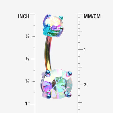 Detail View 1 of Colorline Brilliant Sparkle Gem Prong Set Belly Button Ring-Rainbow/Aurora Borealis